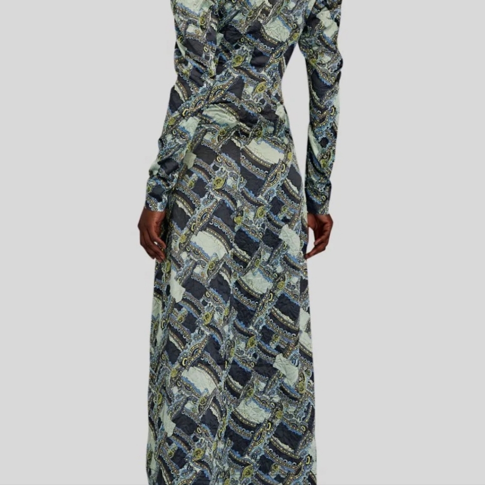 GANNI Printed Crinkle Satin Dress SOLD - Picture 2 of 5